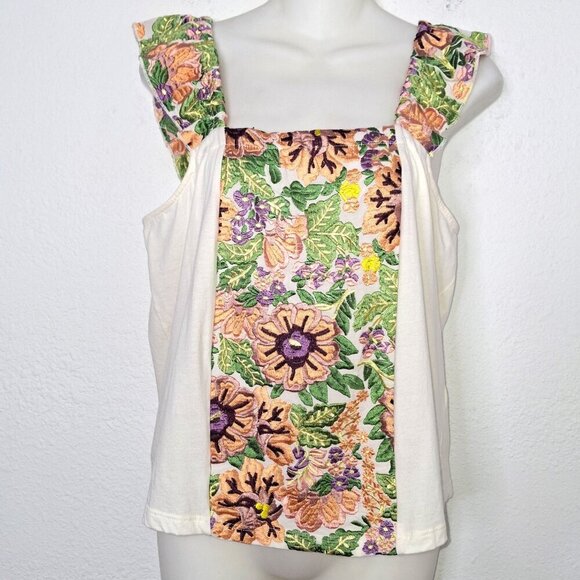 Anthropologie Tiny Marin Embroidered Tank Top Sz S Floral Boho Cottagecore - Picture 6 of 12